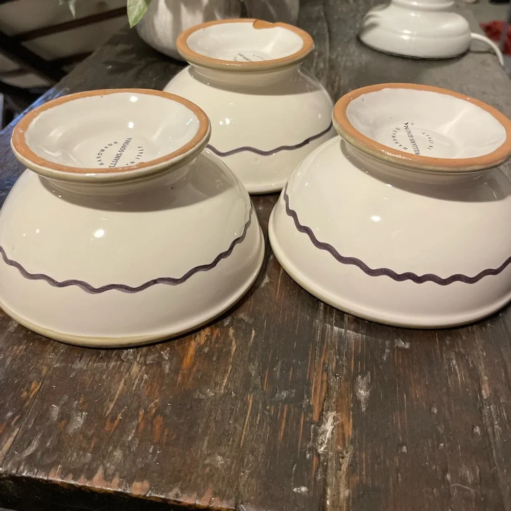 Williams Sonoma Olive Leaf Ceramic Dip/Sauce Bowls